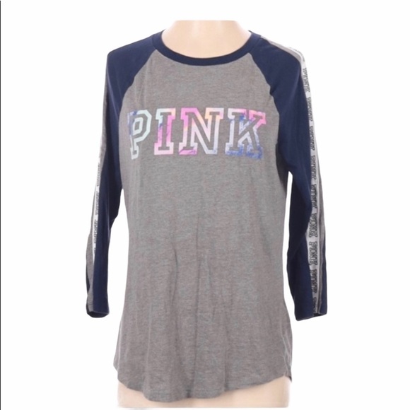 VICTORIA SECRET PINK CREW NECKLINE 3/4 T-SHIRT S - Picture 1 of 2